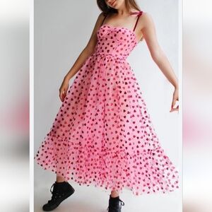 ❤️ RARE 🩷 Viral Betsey Johnson Classically Heart Dress Valentine’s Glitter